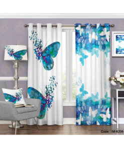 پرده اتاق خواب فانتزی طرح پروانه آبی