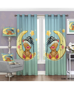 پرده کودک اتاق پسر طرح خرس بر ماه