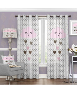 پرده فانتزی اتاق خواب دخترانه طرح ابرهای شاد