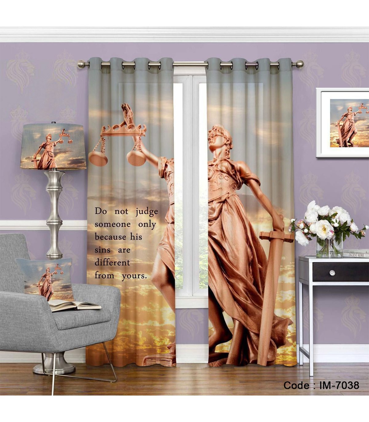 پرده پانچی دو تکه طرح قضاوت