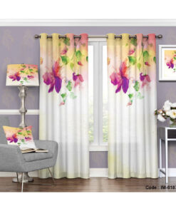 پرده شیک پانچی طرح گلهای رنگارنگ آبرنگی