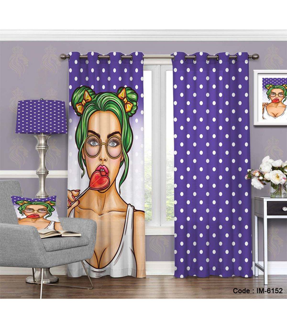 پرده اتاق خواب دختر نوجوان طرح fashion girl