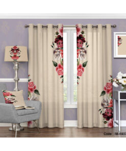 پرده شیک اتاق خواب عروس طرح باغ گل سرخ