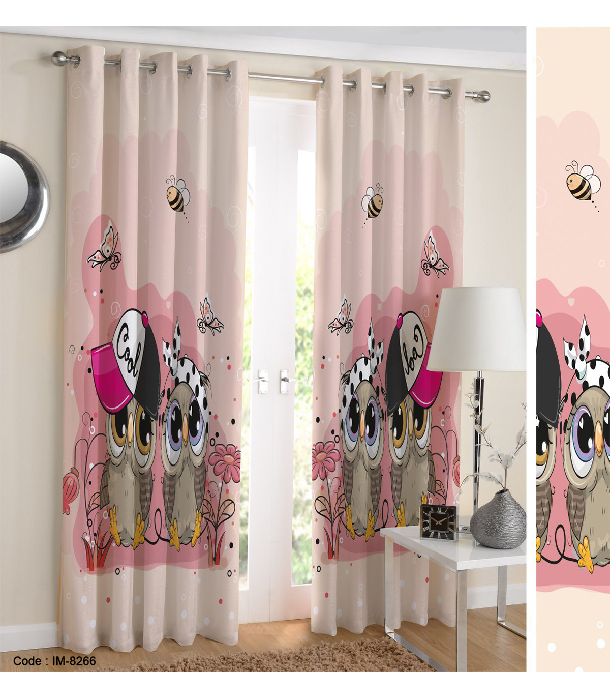 پرده اتاق کودک دختر طرح جغد