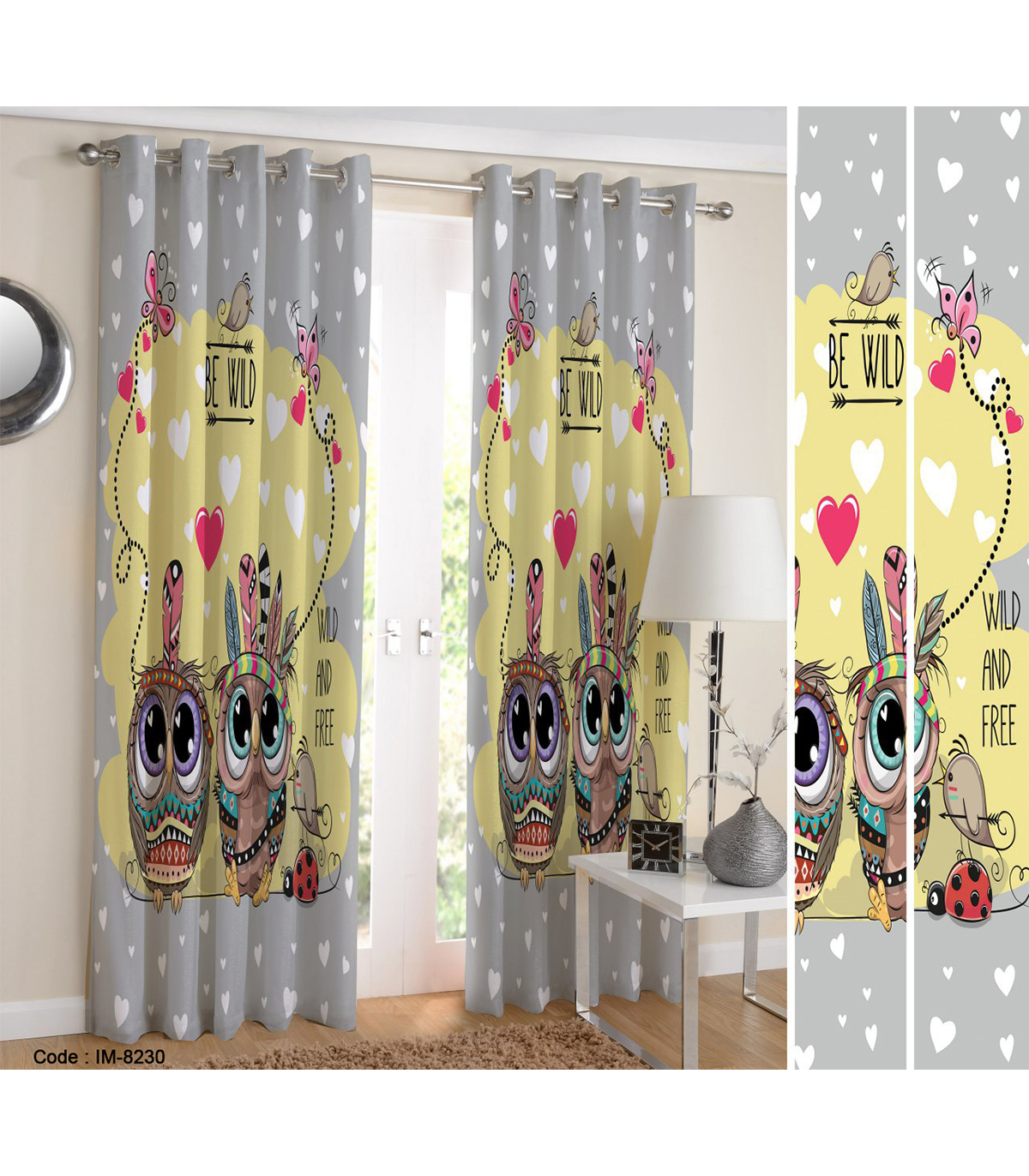 پرده اسپرت اتاق کودک طرح جغد