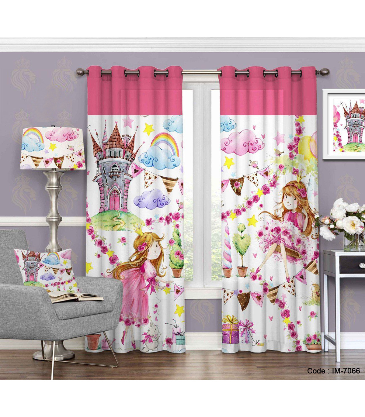 پرده دخترانه اتاق کودک طرح جشن تولد