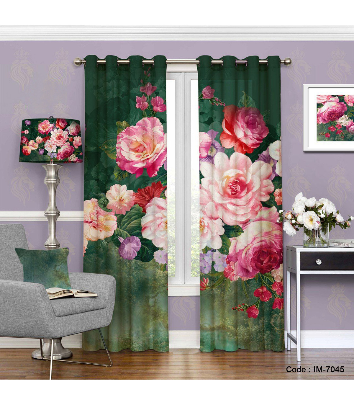 پرده شیک پانچی طرح باغ گل