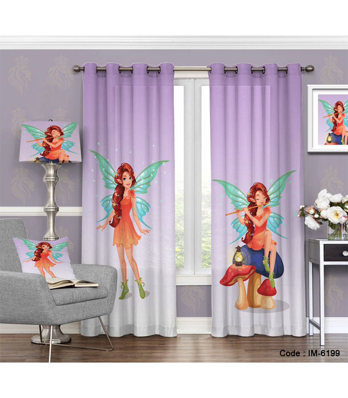 پرده پانجی دخترانه طرح فرشته نوازنده