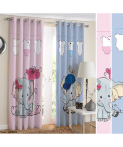 پرده اتاق کودک دخترانه و پسرانه طرح فیل کوچولو