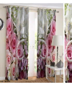 پرده سه بعدی اتاق خواب و نشیمن طرح رز صورتی