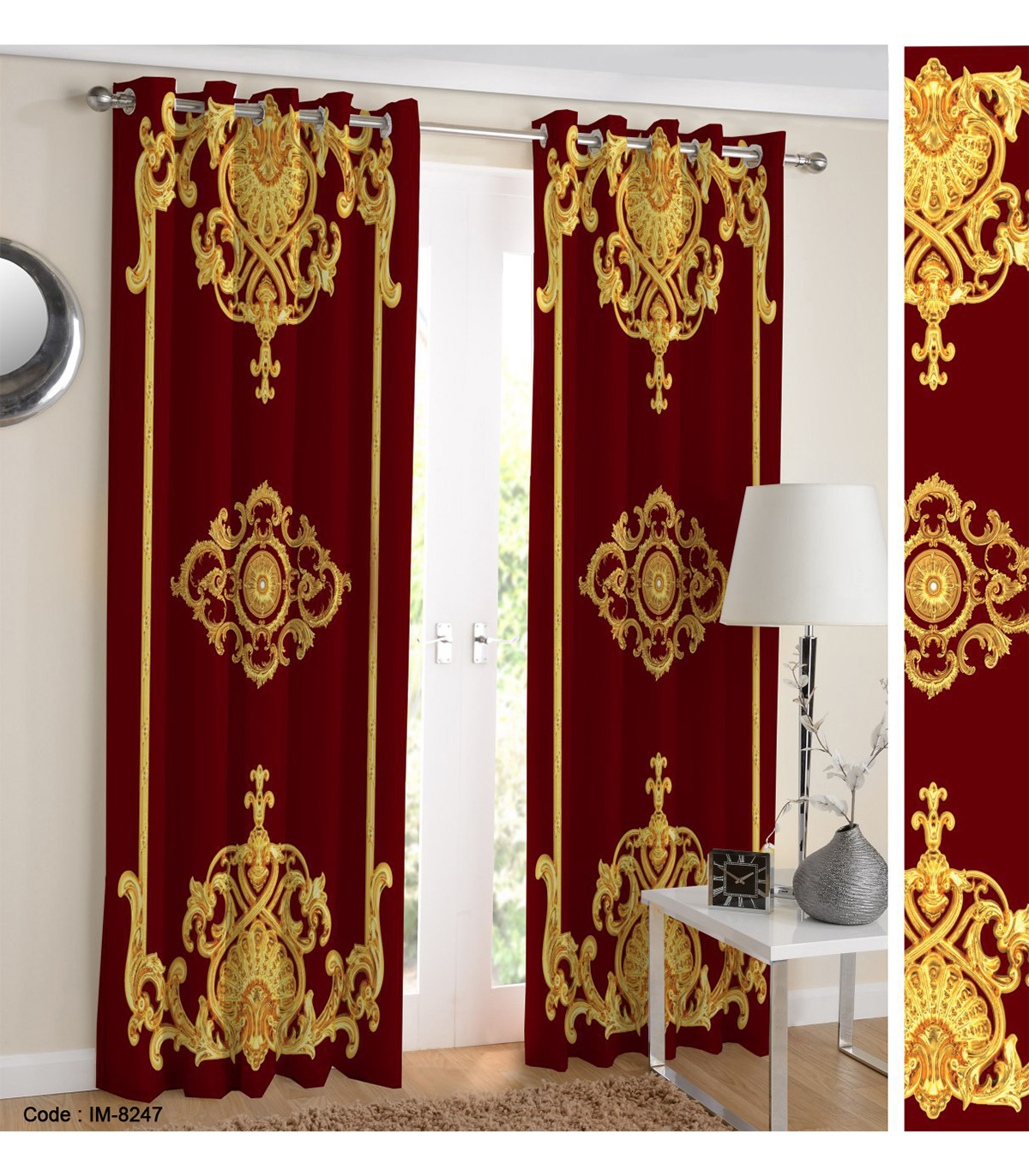 پرده پانچی دو تکه طرح اشرافی