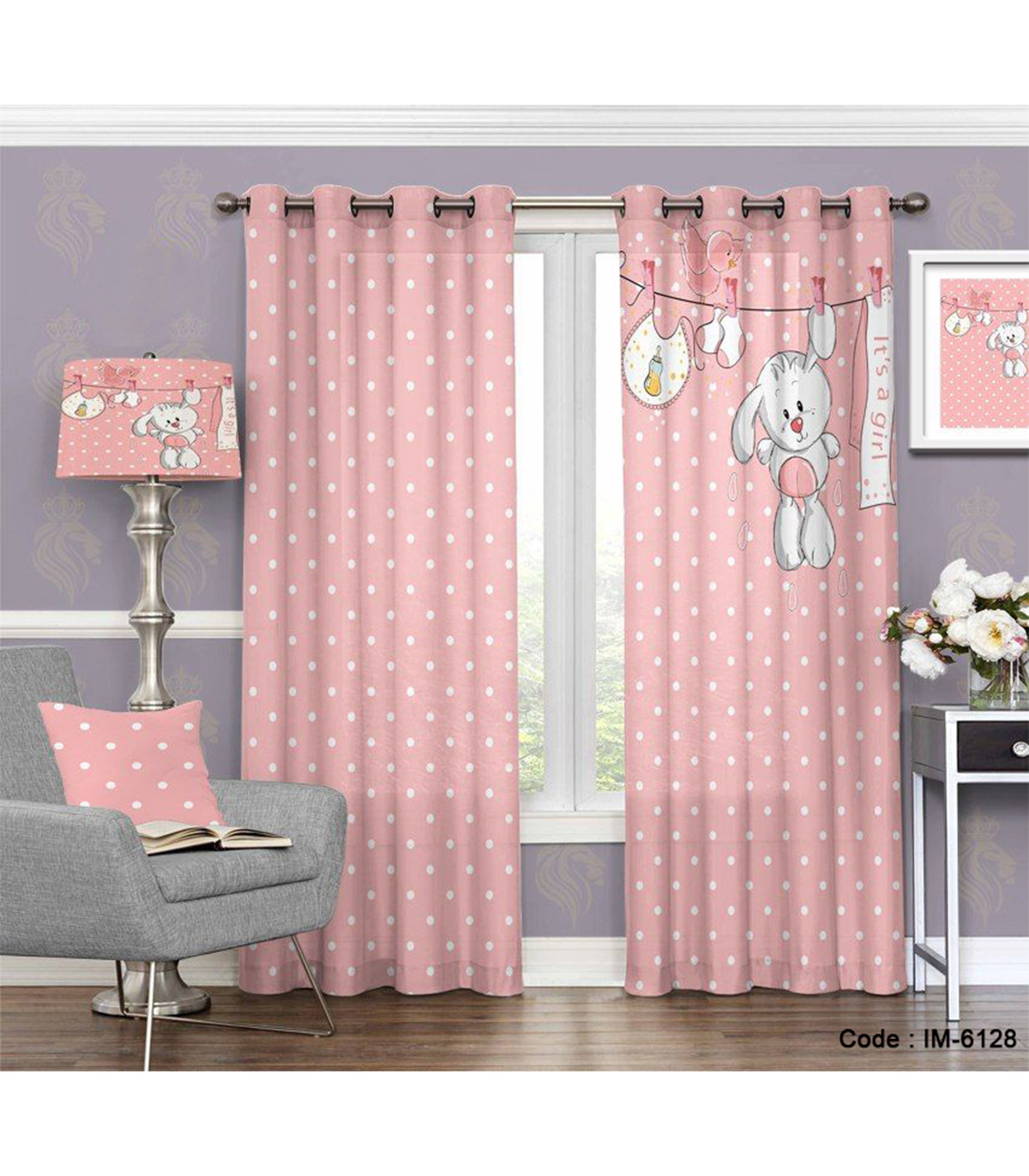 پرده پانچی کوکانه اتاق دختر طرح رابیت