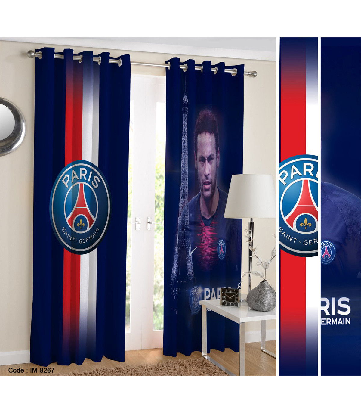 پرده اتاق پسرانه طرح تیم ورزشی paris germain