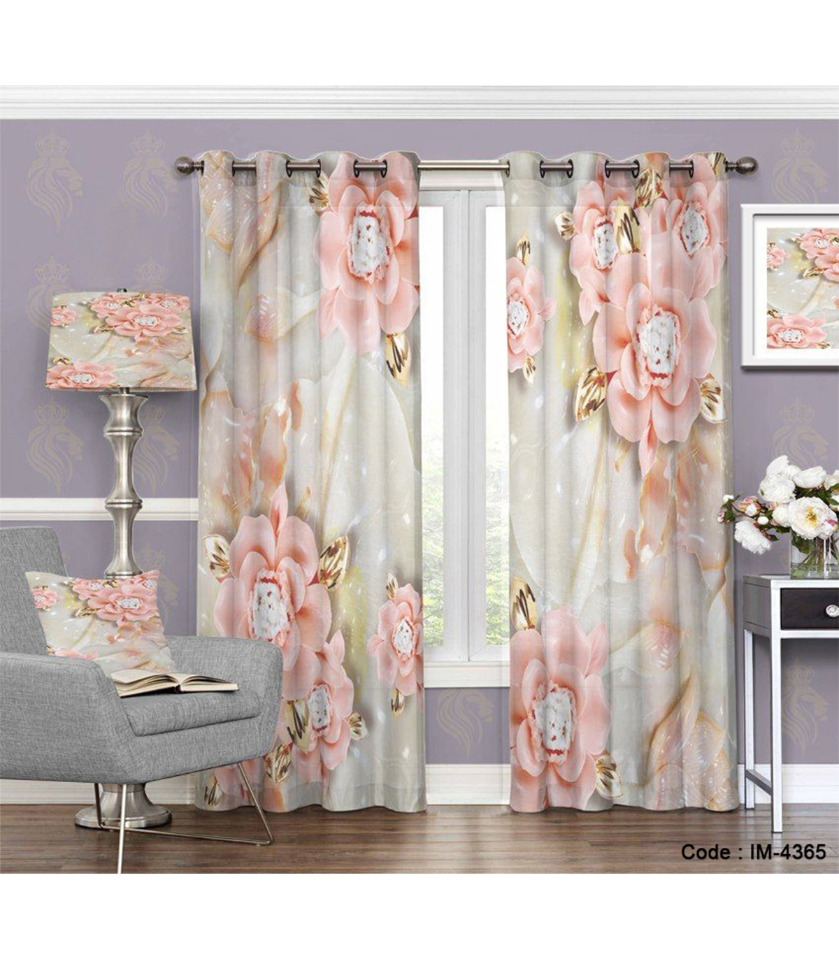 پرده سه بعدی اتاق خواب و پذیرایی طرح رویال