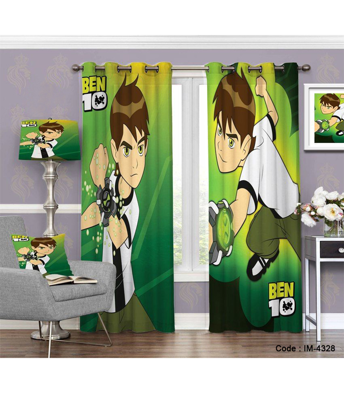 پرده اتاق خواب پسرانه طرح کارتون بنتن