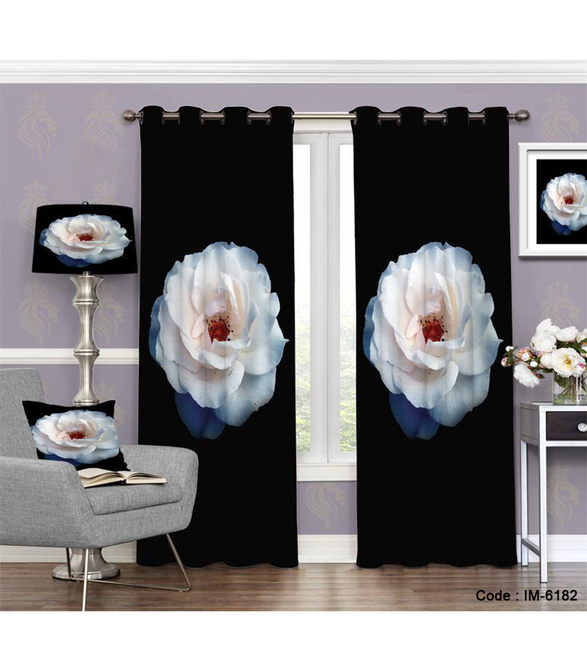 پرده زمینه مشکی طرح پیونی