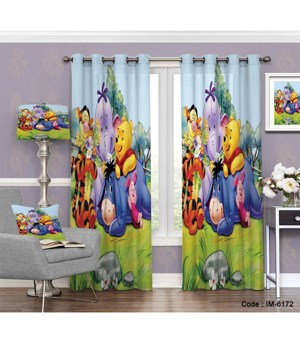 پرده کودکانه طرح کارتون pooh