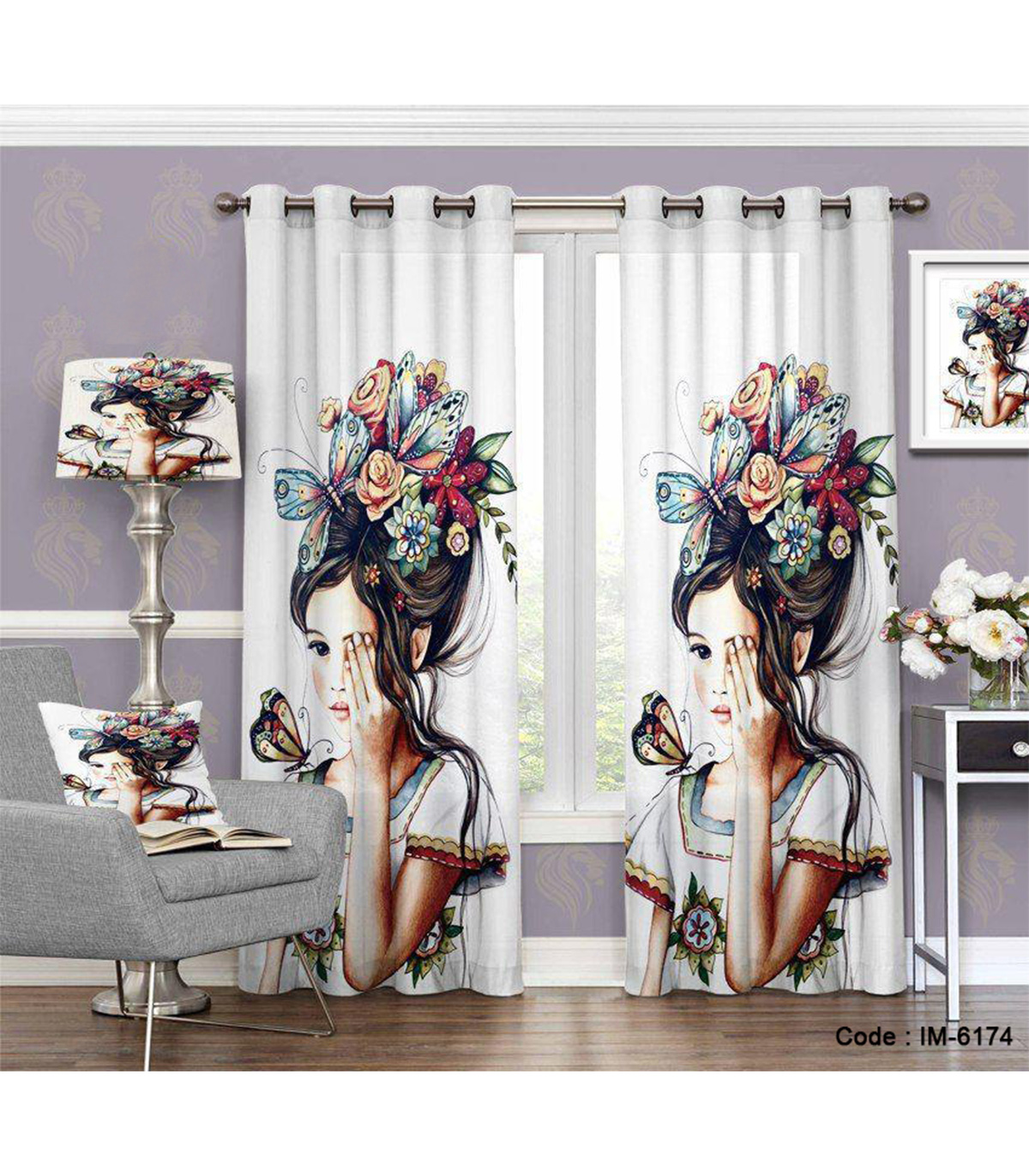 پرده فانتزی اتاق خواب دخترانه طرح میلانا