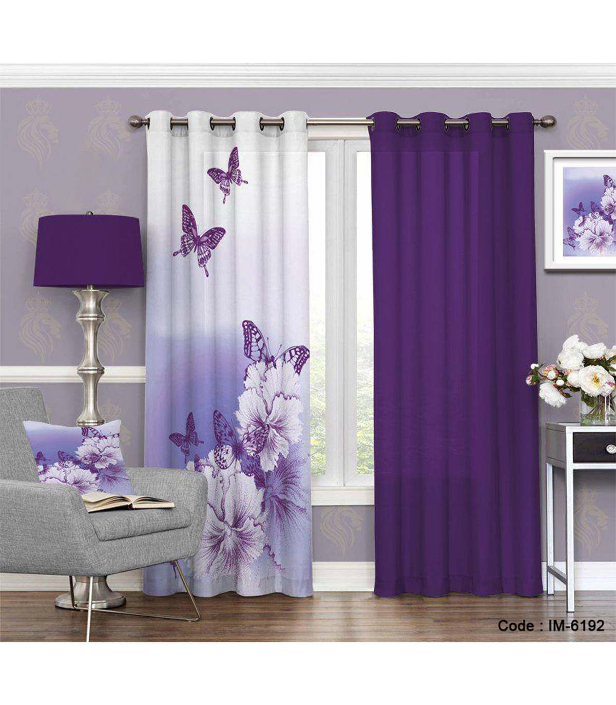 پرده پانچی اتاق خواب طرح پروانه های رویایی