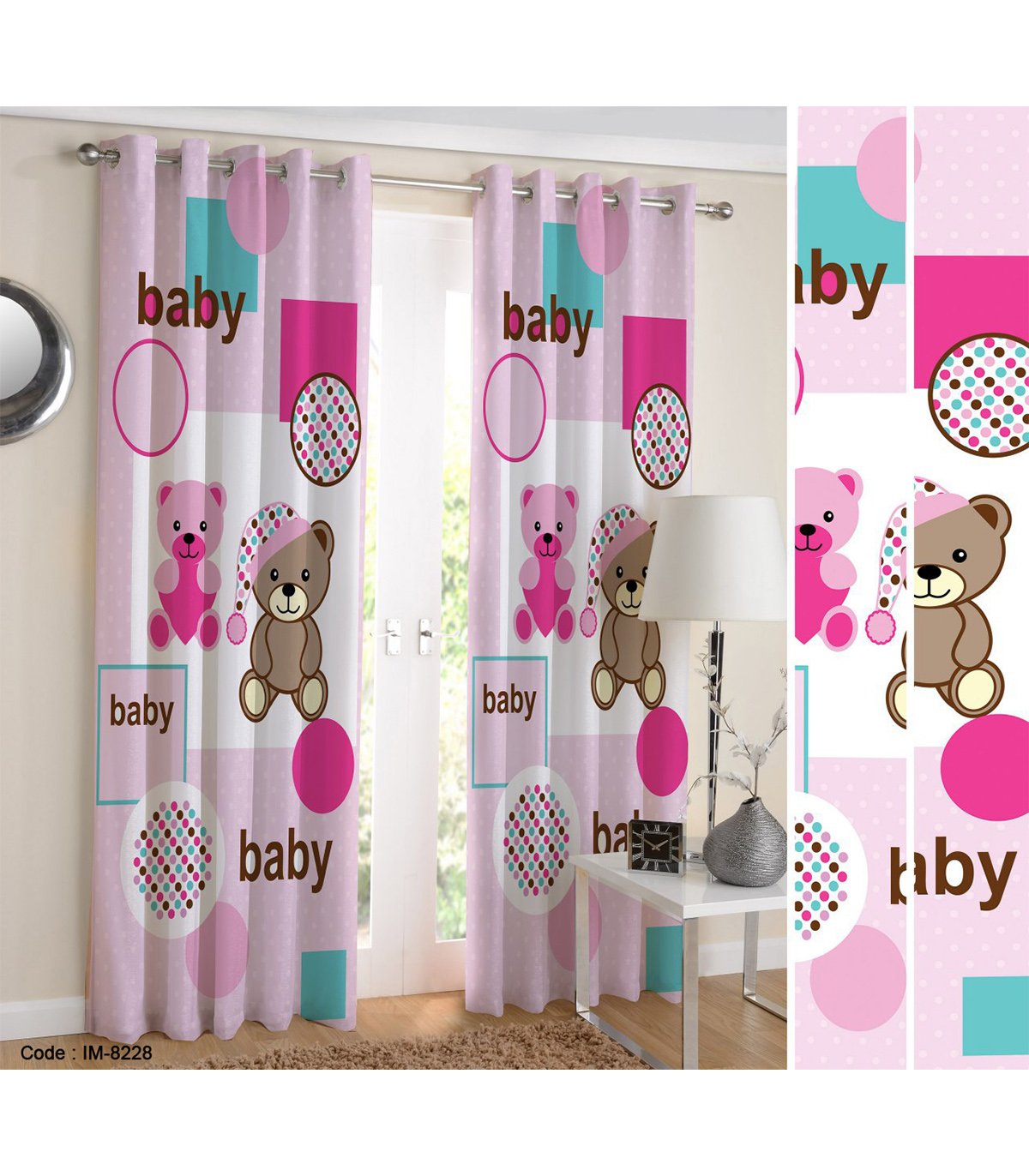 پرده دخترانه اتاق کودک طرح baby