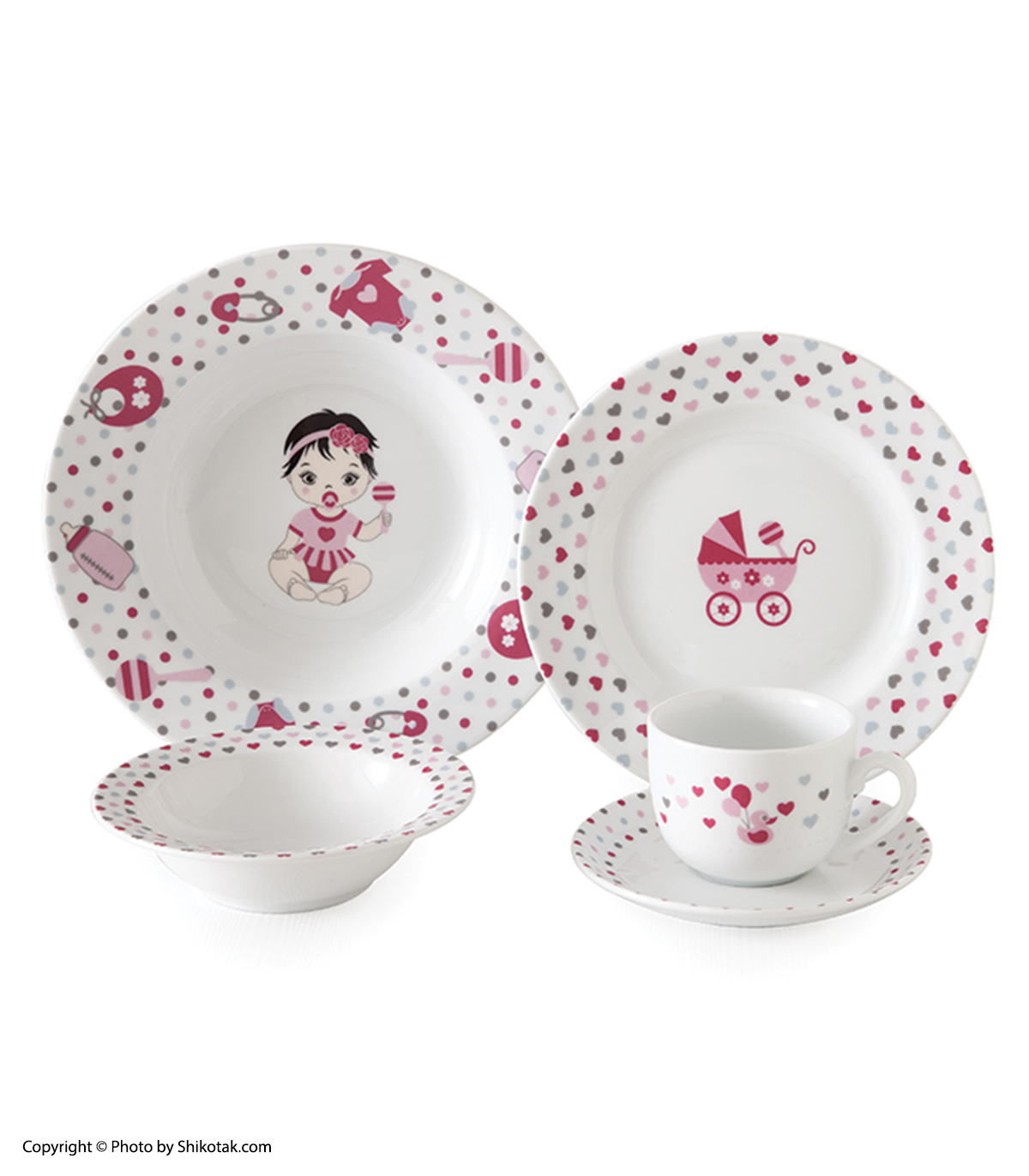 سرویس غذای کودک زرین طرح New Born صورتی