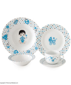 سرویس چینی نوزاد زرین طرح New Born آبی