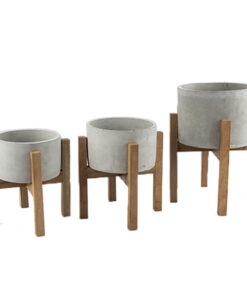 گلدان بتنی با پایه چوبی کد dco48