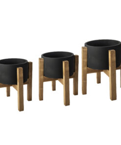 گلدان سیمانی به همراه پایه چوبی کد dco48b