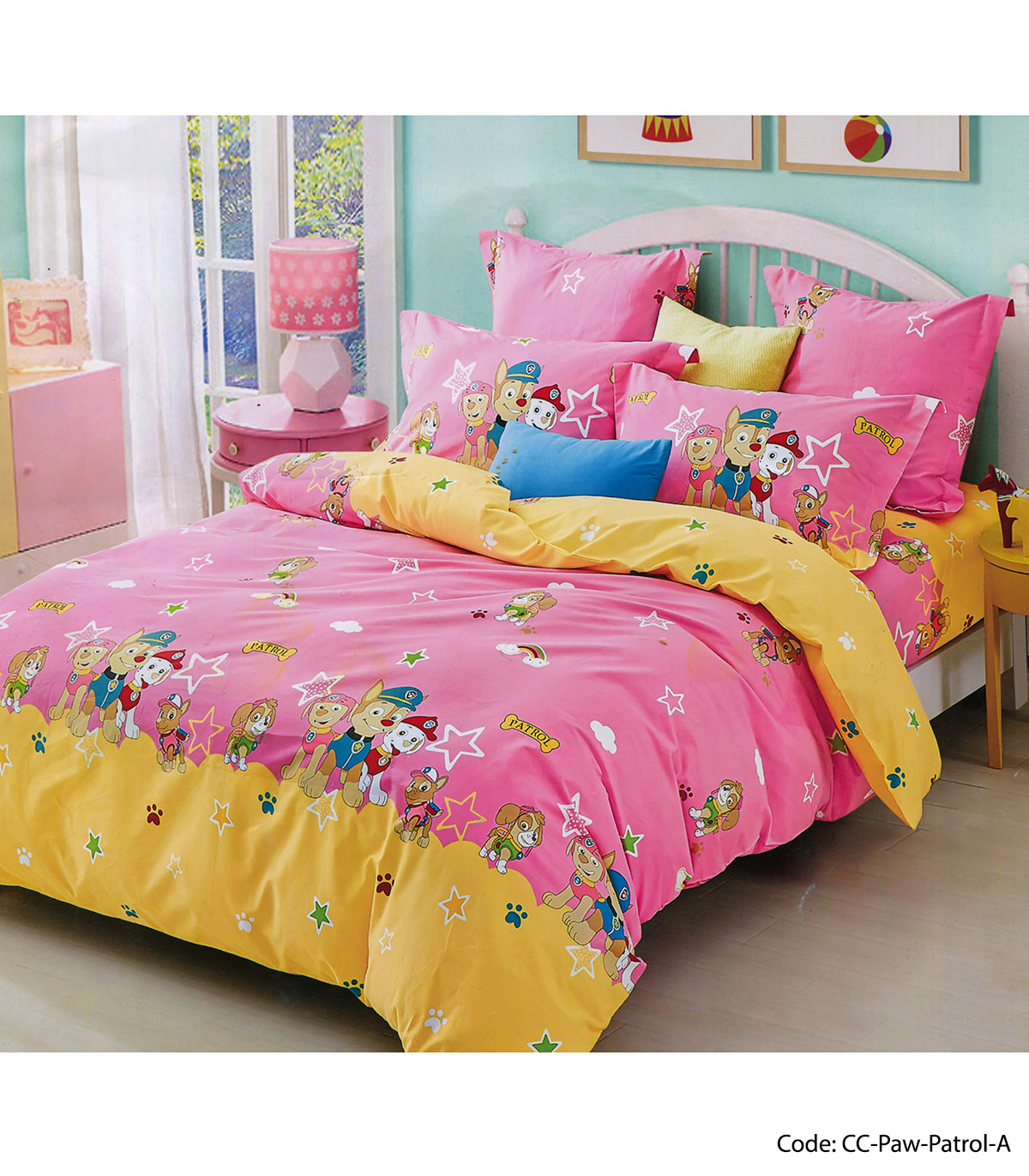 سرویس روتختی و ملحفه دوختدار نوجوان عروسکی مدل PAW PATROL A