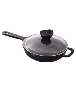 تابه چدنی  تک دسته درب شیشه ای سایز 22 مدل Enzo