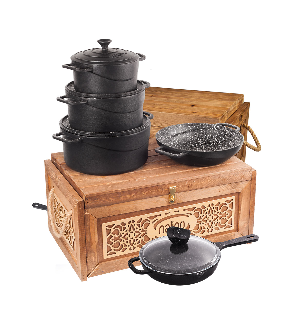 سرویس قابلمه چدن 9 پارچه همراه بدون جعبه مدل DIO