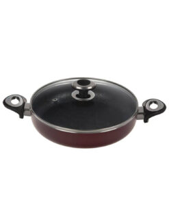 تابه دو دسته گرانیتی درب شیشه ای سایز 32 مدل گرانیتا