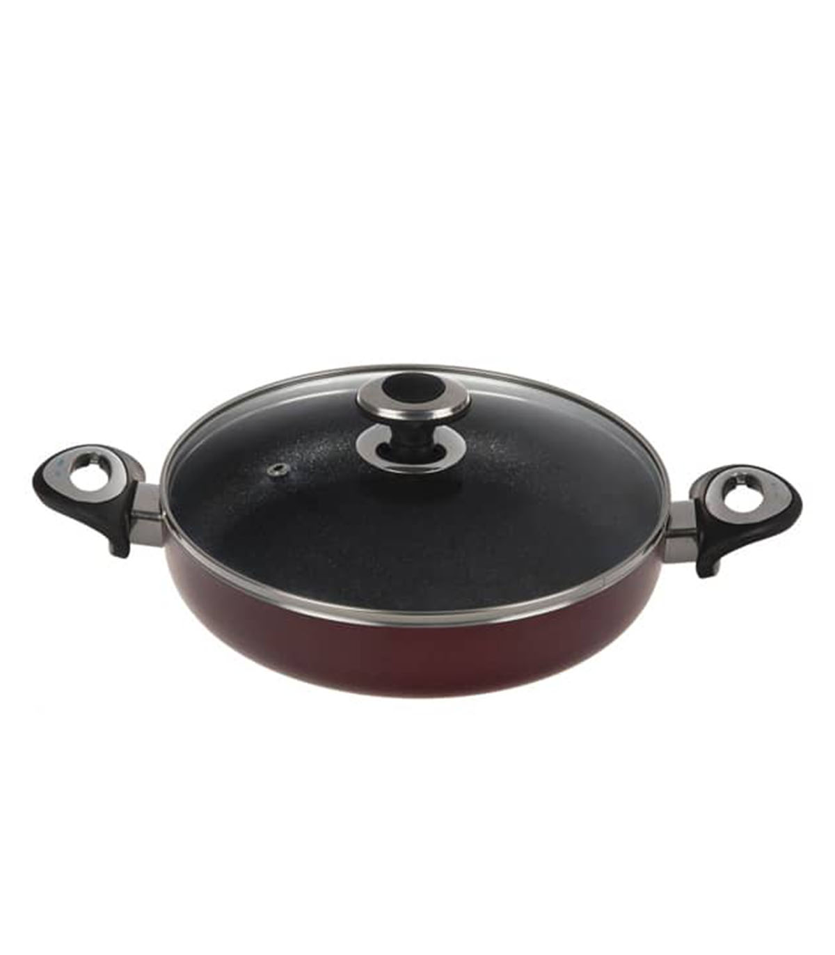 تابه دو دسته گرانیتی درب شیشه ای سایز 32 مدل گرانیتا