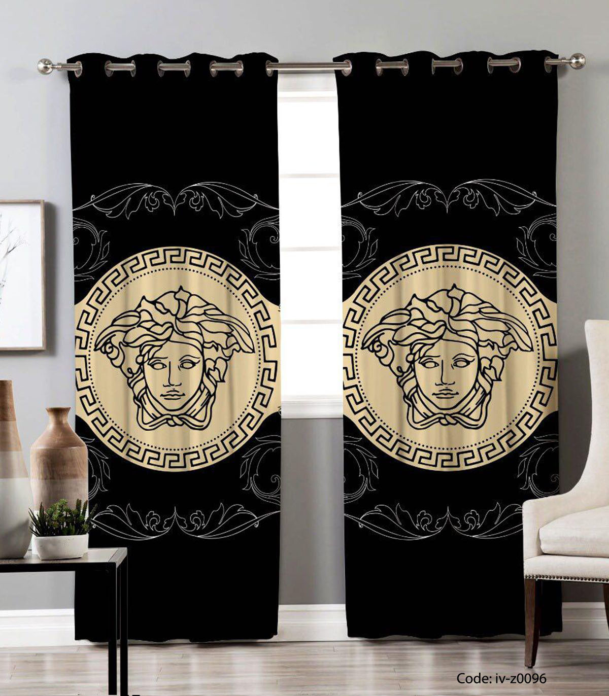 پرده پانچی 2 تکه مدل ورساچه