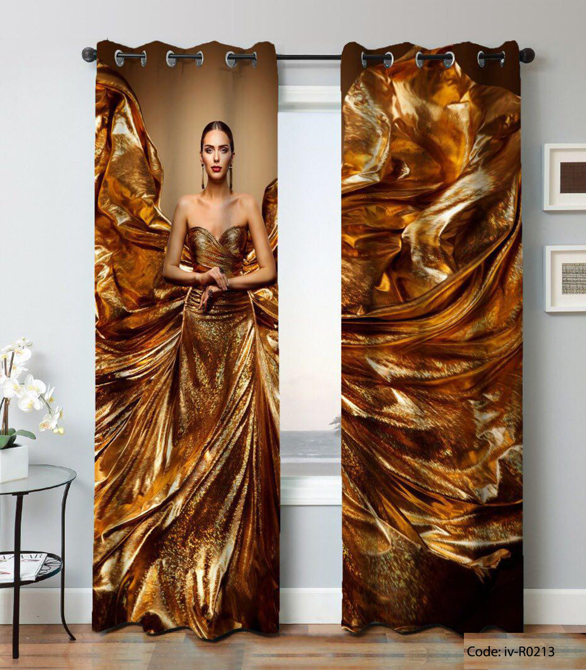 پرده پانچی دو تکه مدل باد