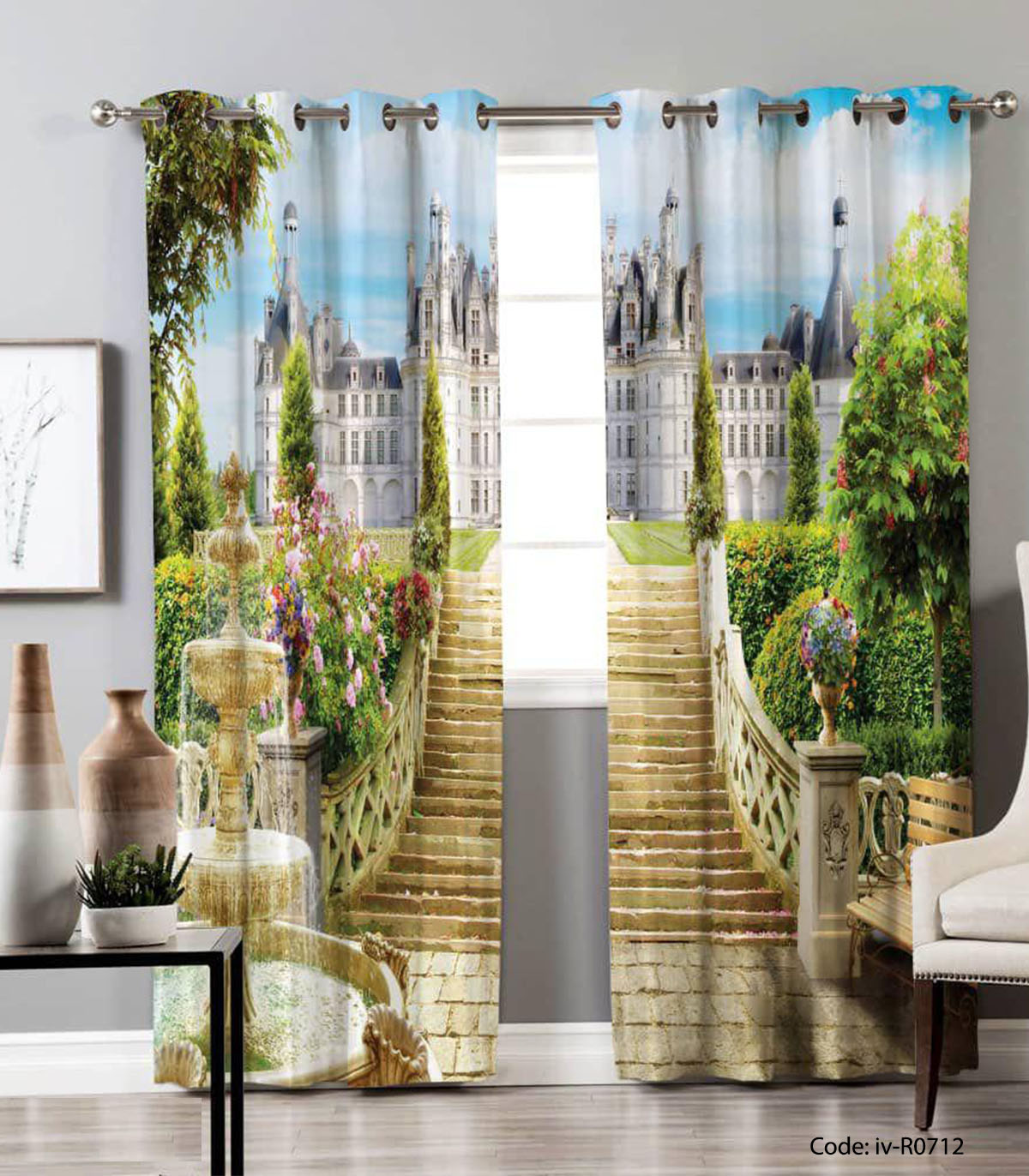 پرده پانچی مدل باغ