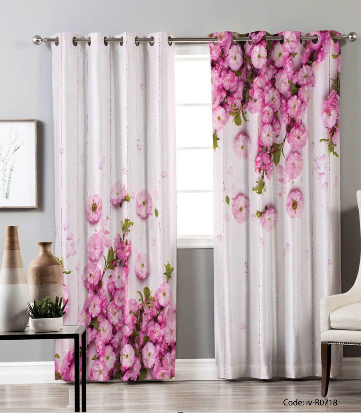 پرده پانچی 2تکه مدل بهار