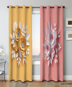 پرده دو تکه پانچی مدل گلدار