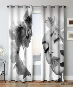 پرده دو تکه پانچی اتاق خواب مدل نسترن