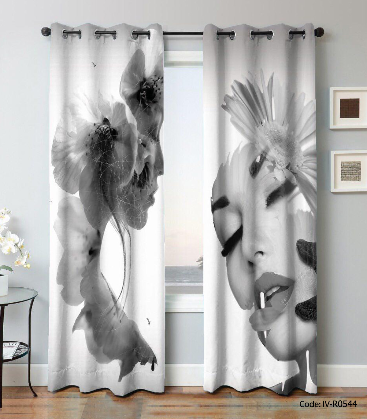 پرده دو تکه پانچی اتاق خواب مدل نسترن