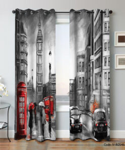 پرده پانچی پذیرایی 2 تکه مدل لندن