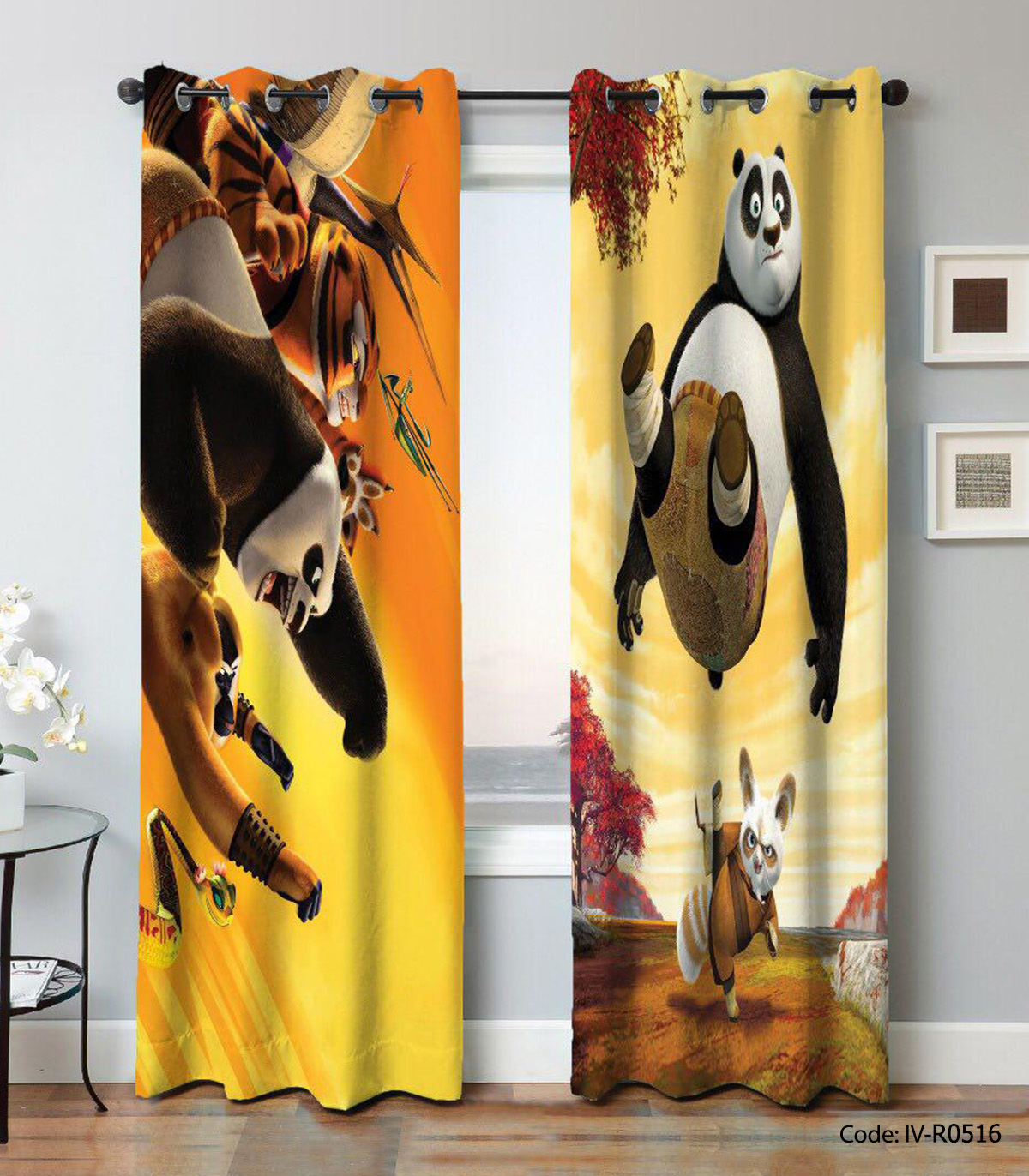 پرده کودک پانچی مدل پاندای گنگ فو کار