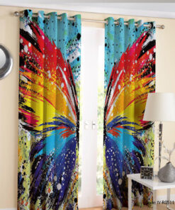 پرده دو تکه پانچی مدل پروانه رنگی