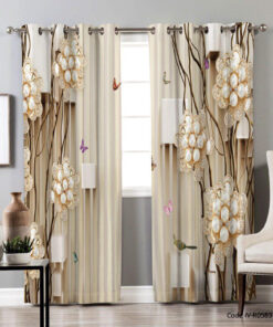 پرده پانچی دو تکه مدل گلستان