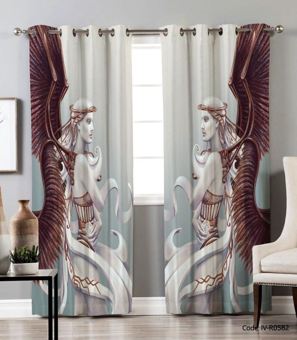 پرده دو تکه پانچی مدل باستانی