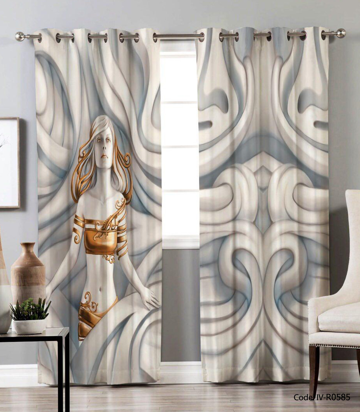 پرده پانچی دو تکه مدل رهایی