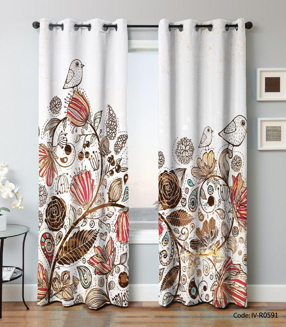 پرده طرح درخت پانچی مدل گنجشک