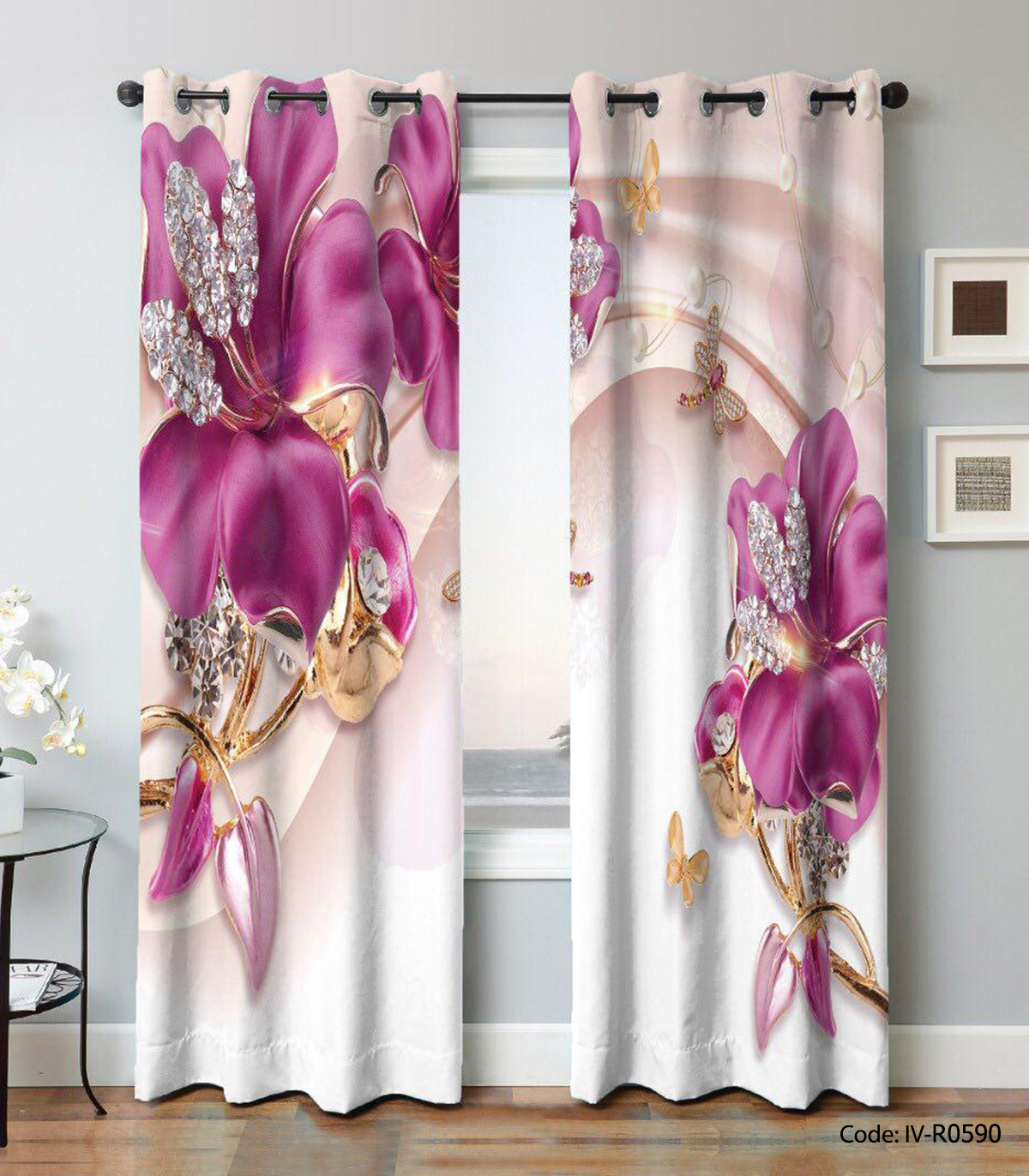 پرده پانچی دو تکه مدل برلیان