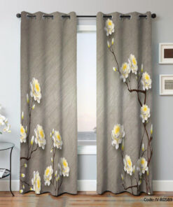 پرده پانچی دو تکه مدل درخت بهار