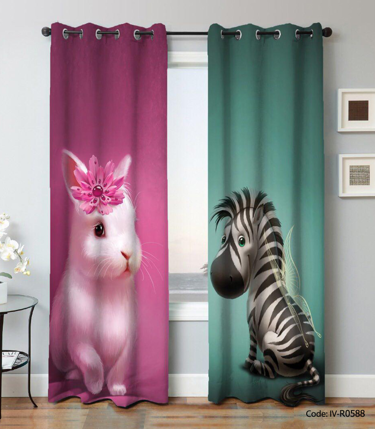 پرده اتاق خواب کودک پانچی مدل گورخر